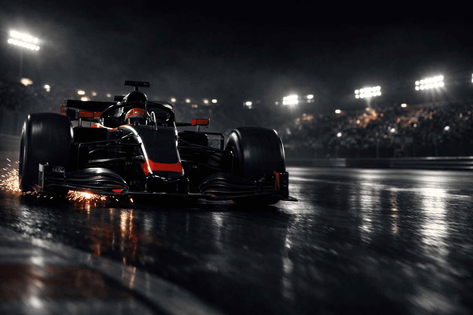 Night race circuit lights